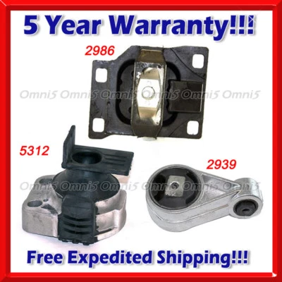K168 Fits 2003-2004 Ford Focus 2.3L Engine Motor & Transmission Mount Set 3pc - Image 1 of 4
