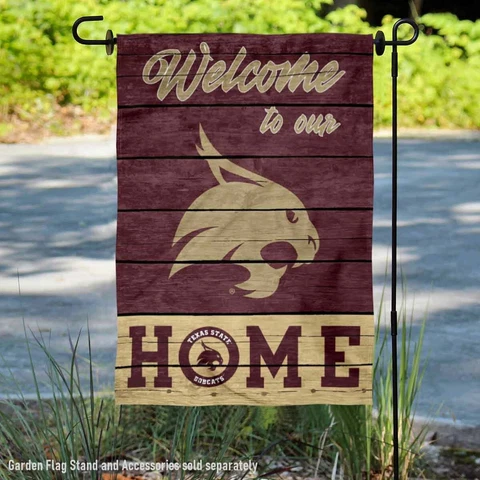 Texas State Bobcats Welcome To Our Home Garden Flag and Yard Banner Cover