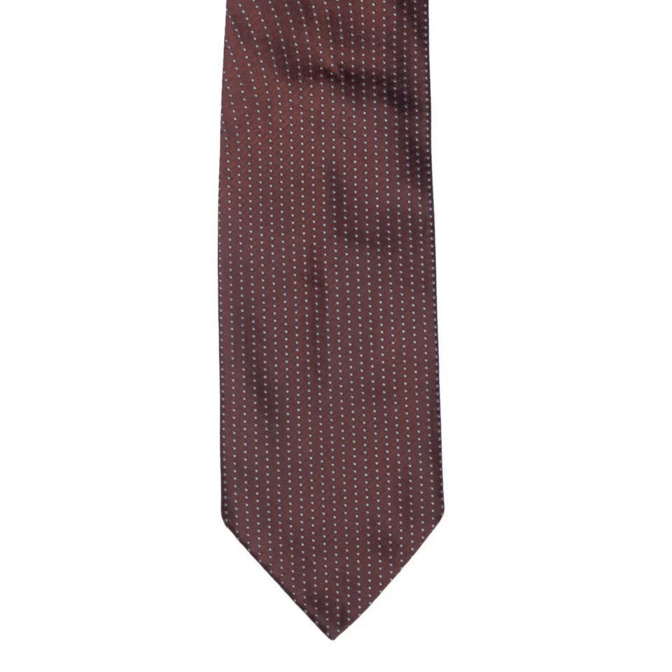 Corbata de cuello de seda DOLCE & GABBANA marrón azul micro puntos a rayas para hombre Foto 1 de 4