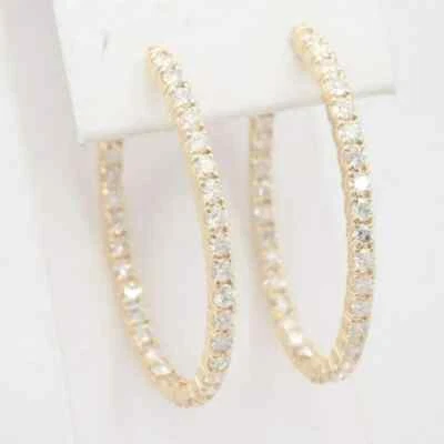 3CT Round Cut Lab Created Women's Inside-Out Hoop Earring 14K Yellow Gold Plated - Image 1 of 4