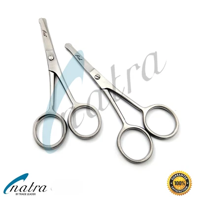 2x Bartschere Ohrenhaarschere Nasenhaarschere Haar Schere Mikroverzahnt 9,5 cm - Bild 1 von 4