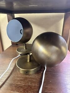 PAIR Urban Outfitters Modern Metal/Brass Globe Shape Wall Lamps Never Mounted 9"