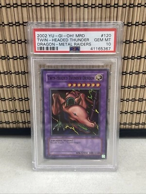 2002 Yu-Gi-Oh! TCG Twin-Headed Thunder Dragon Metal Raiders MRD-120 PSA 10 - Image 1 of 2