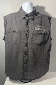 Harley Davidson Blowout Vest ~ Men’s 2XL ~ Gray Sleeveless  Skulls & Wings ~ EUC - Picture 1 of 11