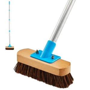Heavy Duty Deck Brush With Long Handle 60" Floor Scrub Brush With Stiff Natural  - Picture 1 of 7