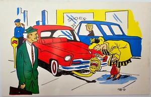 1950's Laff Gram Postcard Hit Parking Meter Bad Driving Humor Funny 78-D (Ink) - Picture 1 of 5
