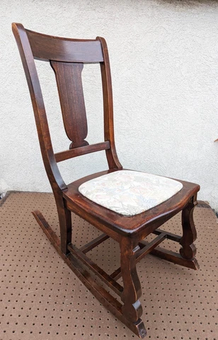 Antique Vintage Old SOLID Walnut Wood Wooden Child Children's Kids Rocking Chair Cover
