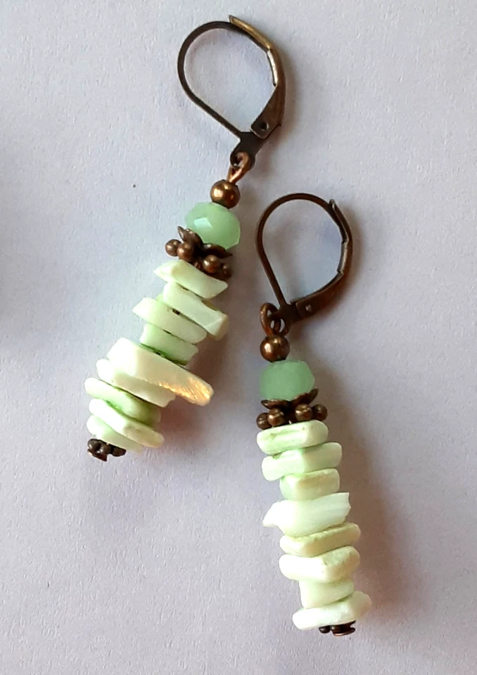 COMO NUEVO CLAMSHELL Chips Pendiente COBRE PALANCA Artesano XX Foto 1 de 4