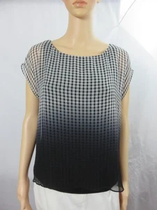 Bailey 44 Vanishing Act Top schwarz kariert Ombre-Design Seide Größe S neu mit Etikett 188 $ - Bild 1 von 7