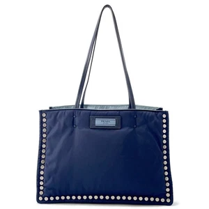 PRADA etiquette tote Nylon/Leather Navy/Light Blue 1BG122 - Picture 1 of 14