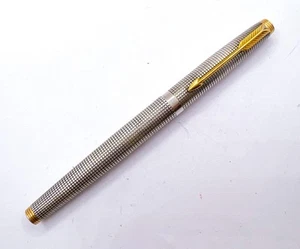 Vintage Parker 75 sterling silver 925 fountain pen Solid Gold 585 14k M Nib - Picture 1 of 9
