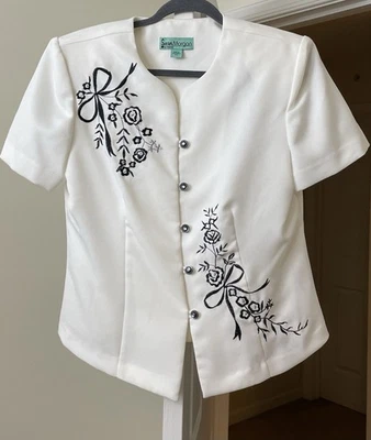 Chaqueta Sara Morgan for Haband Floral Vintage Años 90 Officecore Para Mujer PM Mediana Foto 1 de 2