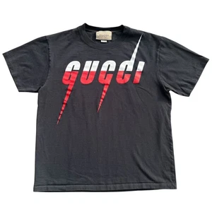 Gucci Graphic T Shirt Rot Weiß Lightning Bolt Schwarz Made in Italy XS - Bild 1 von 9