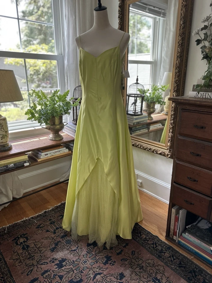 Jessica McClintock Gunne Sax Vintage Y2K Chartreuse Ball Gown Fairy Size 11 NWT - Image 1 of 4
