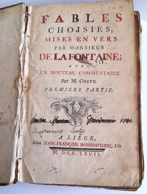 La Fontaine‎  1767 FABLES CHOISIES, mises en vers  Bassompierre Liège - Photo 1/4