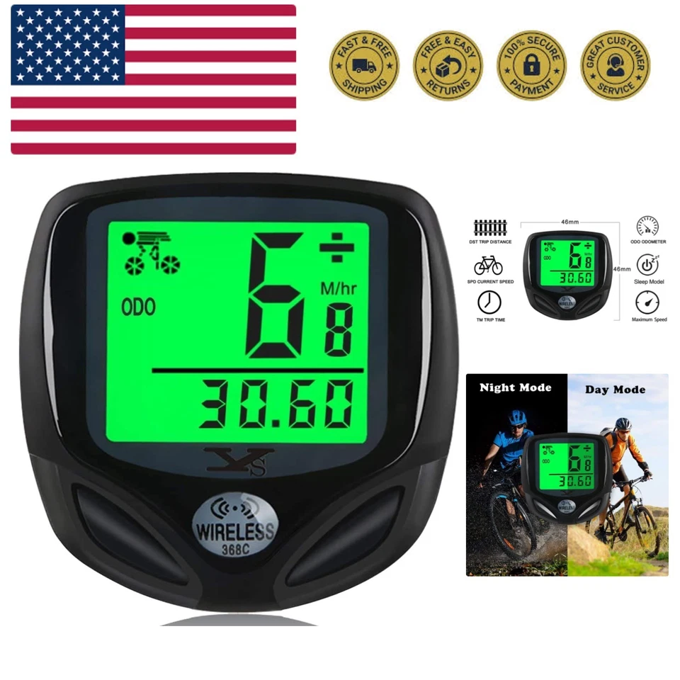 Wireless Bike Computer Speedometer Odometer Waterproof Bicycle Cycling Backlight