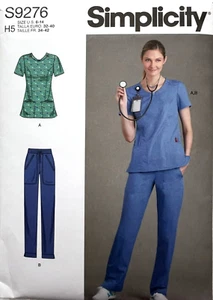 Simplicity Pattern S9276  Misses  Scrub Top and Pants  Sizes:  6, 8, 10, 12, 14 - Picture 1 of 2
