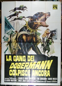 manifesto 4F film THE DARING DOBERMANS - LA GANG DEI D. COLPISCE ANCORA 1974 - Picture 1 of 3