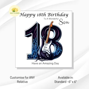 18th Birthday card, customise for ANY Relative, Son, Grandson, Nephew, for him - Picture 1 of 9