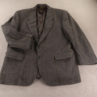Chaqueta de Tweed XL Gris Espiga 100% Lana Blazer Abrigo Deportivo EE. UU. 46R De Colección Foto 1 de 4