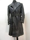 VINTAGE BWS WW2 GERMAN WEHRMACHT OFFICERS LEATHER TRENCH COAT JACKET SIZE S