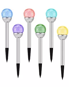 Solar Garden Lights Cracked Glass For Outdoor Waterproof Landscape Pathway Decor - Picture 1 of 6