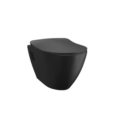Short Projection MATT BLACK Wall Hung Combined Bidet Toilet With Soft Close Seat - Image 1 of 4