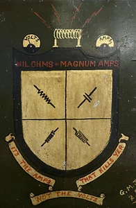 Antique military folk art - WW2 hand painted crest on steel panel - novelty REME - Picture 1 of 7