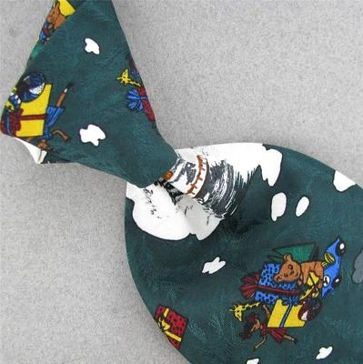 CELLINI SANTA 雪地礼物蓝色红色白色圣诞短领带 X6-112 全新 — 第 1/3 张图片