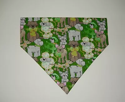 ST. PATRICK'S DAY DOGS  ON GREEN DOG SCARF/BANDANA--S, M, L - Image 1 of 3