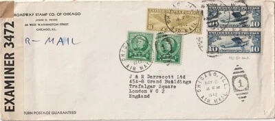 1942 USA oversize WWII censored cover sent from Chicago ILL to London UK - Image 1 of 2