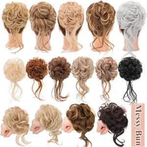 Messy Bun Hair Piece Scrunchie Updo Curly Wrap On Hair Extensions Real as Human - Picture 1 of 32