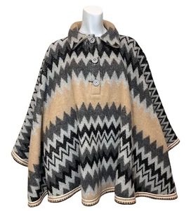 Vintage 60’s SOUTHWESTERN WOOL PONCHO Jacket Western Retro Navajo Cowboy Riding - Picture 1 of 7