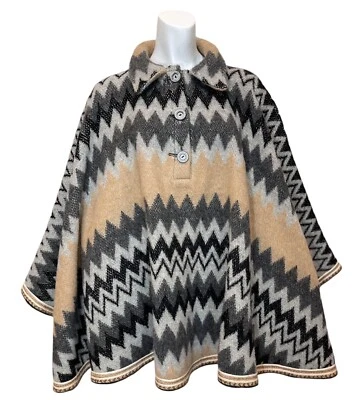 PONCHO BOHEMIO DE LANA VINTAGE AÑOS 60 Chaqueta MANTA ABRIGO Vaquero Mexicano Capa Hippie Foto 1 de 4