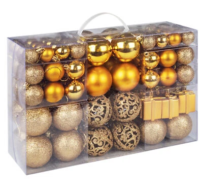 105 Stück Weihnachtskugeln Weihnachtsbaum Deko Gold Christbaumkugeln Baumschmuck - Bild 1 von 4