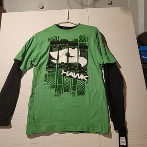 Tony Hawk Green Layered Look Black Long Sleeve Tee Shirt Youth XL 18-20 - Picture 1 of 7