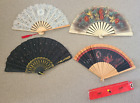 4 x Vintage Hand Held Fans Maltese Lace, Hand Painted, Etc, Collectable