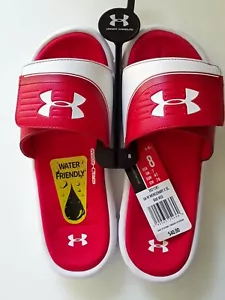 ** Under Armour Men's SIZE 8 RED WHITE Mercenary X SL Slides Sandals 3021281-600 - Picture 1 of 6