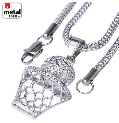 Men's G / S Basketball Pendant Stainless Steel & Franco Chain Necklace SCP 685  - Image 1 of 4