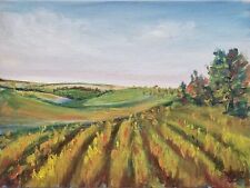 Original oil painting landscape Field countryside impasto art