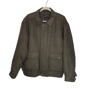 Roundtree and Yorke Coat Mens Large Zip Green Warm Hiking Outdoor Wind Lining - Picture 1 of 12