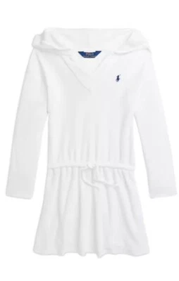 Polo Ralph Lauren Girls' Hooded Terry Cover-Up - After Swim 6 Years White - Image 1 of 4