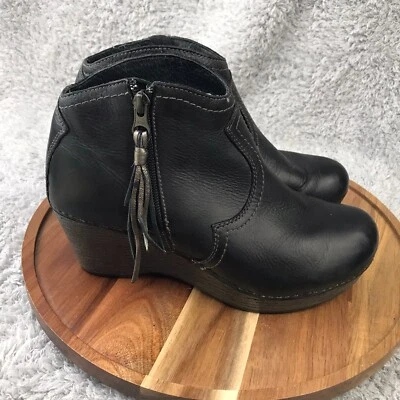 Botas de cuña Dansko Veronica para mujer EU 38/US 7,5-8 de cuero negro con cremallera botín al tobillo Foto 1 de 4