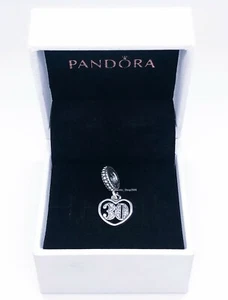 NEW Authentic PANDORA 925 Happy 30th Birthday Celebration Charm Pendant 791287CZ - Picture 1 of 5