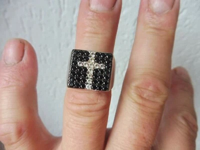 Anello Elegante, Argento 925 Con Pietre Tagliate, Croce! - Immagine 1 di 4