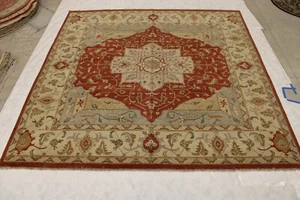 12'1" x 12'3" ft. Hamadan Jaipur Hand Knotted Oriental High Twist Wool Rug - Picture 1 of 8