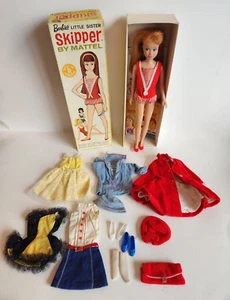 Muñeca y caja Mattel 1963 Skipper No.0950 Barbie Little Sister ropa extra Japón - Imagen 1 de 18
