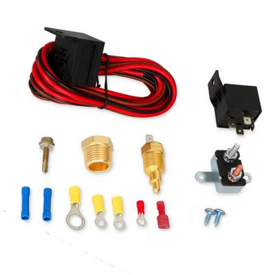 Car Electric Radiator Cooling Fan Wire Installation Kit 12V Thermostat 60A Relay - Image 1 of 4