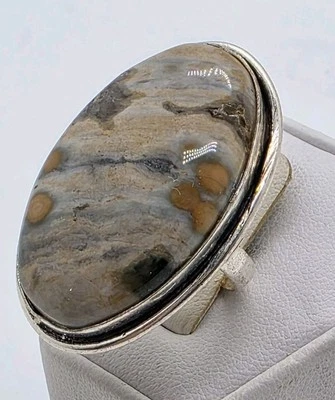 Stunning Ocean Jasper 925 Silver Plated Gemstone Handmade Ring US 7.25   - Image 1 of 4