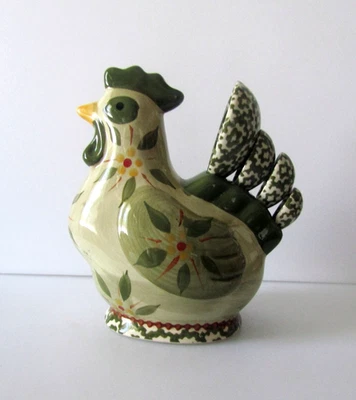 Temp-tations Porcelain Green Chicken Rooster 4 Piece Measuring Spoon Holder - Image 1 of 4